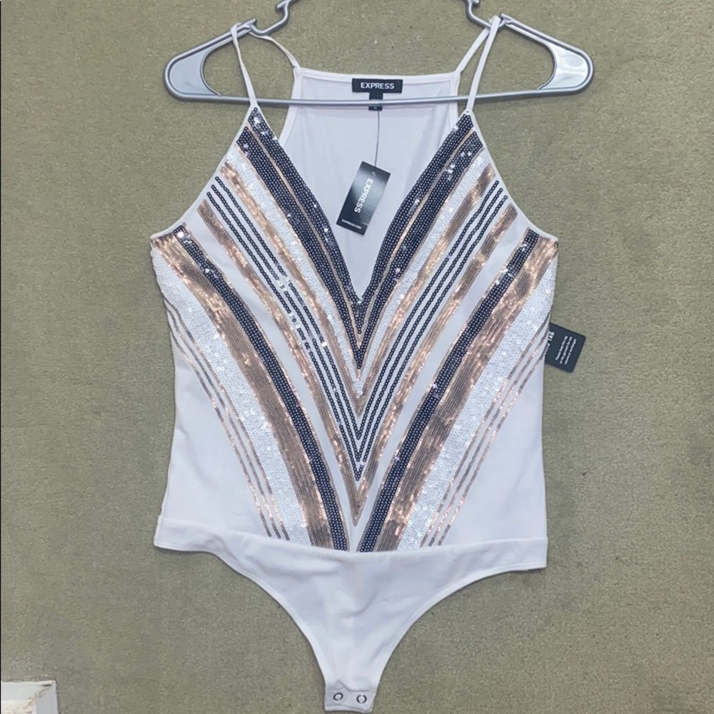 - NWT Express Sequin Bodysuit Size Medium